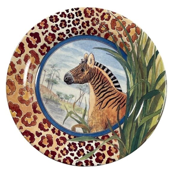 Gien France “Savane” Hand-Painted Zebra Porcelain Plate 15 cm Stamped - Picture 7 of 7